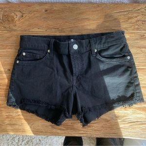 7 For All Mankind Black Cut Off Shorts